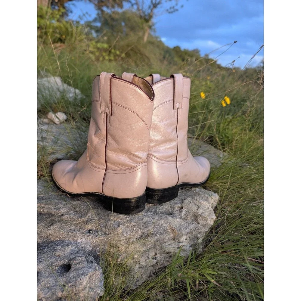 Justin Roper Women's PEARL Pink Leather Boots Women's 5 D Western Cowboy Rodeo
